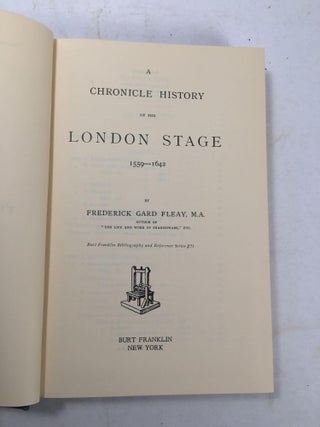 A Chronicle History Of The London Stage 1559-1642