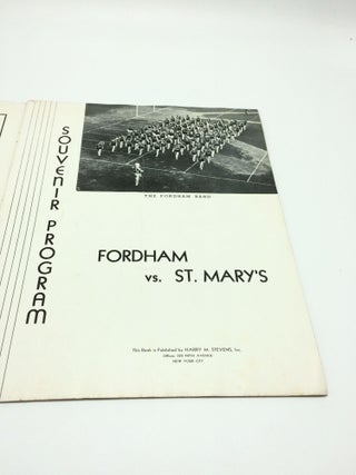Fordham Vs. St Mary's Official Gameday Program November 20, 1937