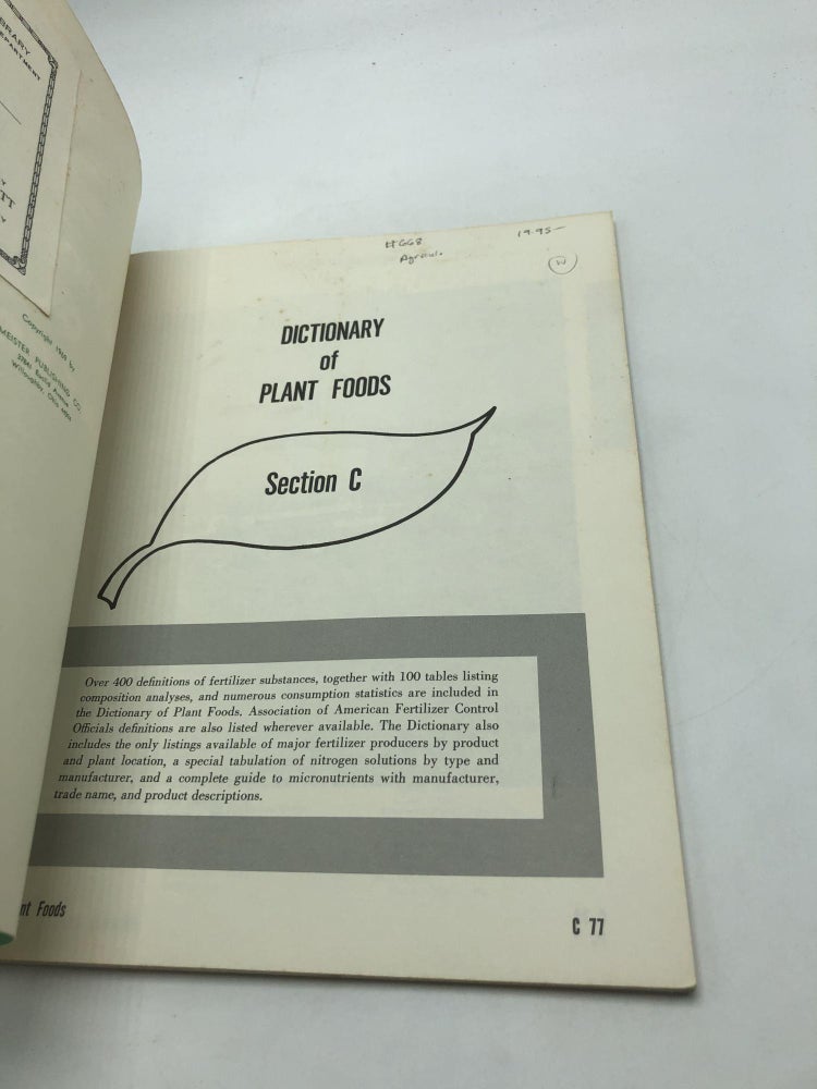 Item #668 Dictionary of Plant Foods. Arnon L. Mehring.