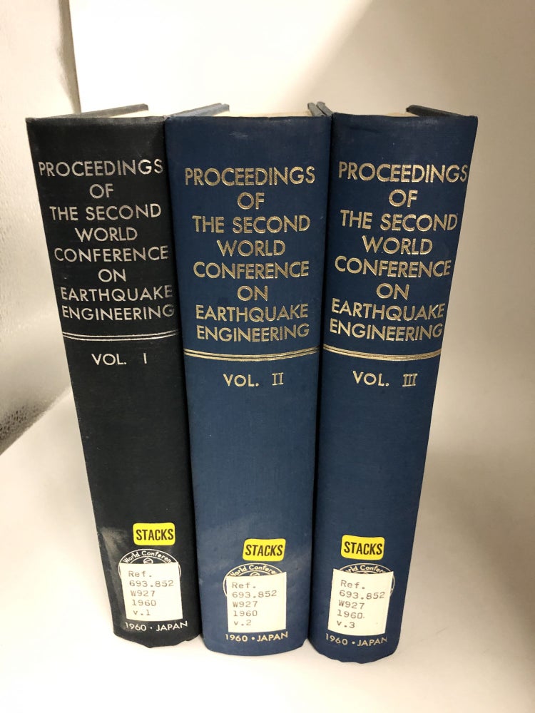 Item #7183 Proceedings of the Second World Conference on Earthquake Engineering: Tokyo and Kyoto, Japan, July 11-18, 1960 (3 Volume Set). Science Council of Japan.