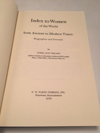 Index to Women of the World from Ancient to Modern Times