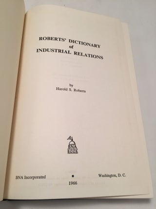 Roberts' Dictionary of Industrial Relations