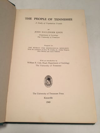 The People of Tennessee: A Study of Population Trends