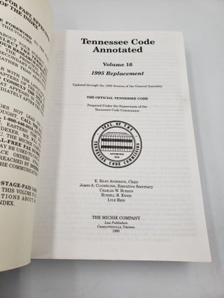 Tennessee Code Annotated: General Index N to Z (Volume 16)